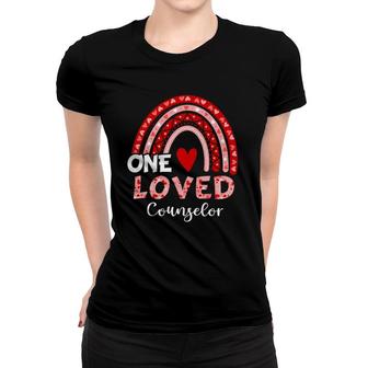 Leopard Rainbow One Loved Counselor Valentine's Day Matching Women T-shirt | Mazezy