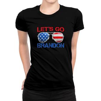 Let’S Go Brandon Chant American Flag Sunglasses Tee Women T-shirt | Mazezy