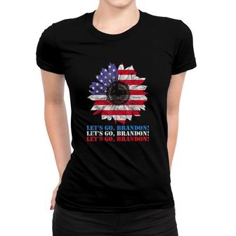 Let’s Go Brandon Sunflower American Flag Tee Shirt Women T-shirt | Mazezy
