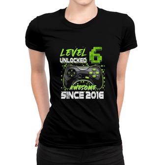 Level 6 Unlocked Awesome Since 2016 6th Birthday Boy Women T-shirt - Seseable