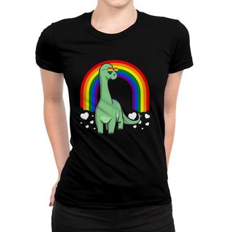 Lgbt Dinosaur Gay Pride Rainbow Brachiosaurus Lgbtq Cute Women T-shirt | Mazezy