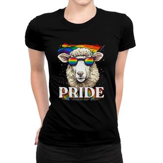Lgbt Sheep Gay Pride Lgbtq Rainbow Flag Sunglasses Women T-shirt | Mazezy