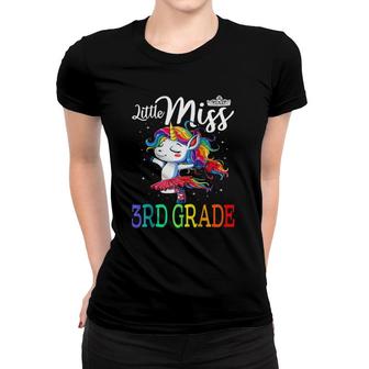 Little Miss 3Rd Grade Unicorn Back To School Raglan Baseball Tee Women T-shirt | Mazezy
