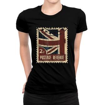 London Vintage Distressed British Flag Postage Stamp Women T-shirt | Mazezy