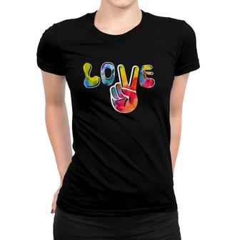 Love Peace Sign Retro 60S 70S Hippie Hand Tie Dye Tank Top Women T-shirt | Mazezy