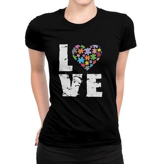 Love Puzzles Awareness Women T-shirt | Mazezy