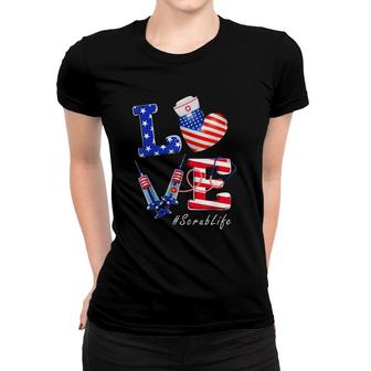 Love Scrub Life Nurse 4Th Of July American Flag Patriotic Women T-shirt | Mazezy