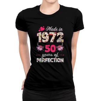 Made In 1972 Floral 50 Years Old 50Th Birthday Gifts Women Women T-shirt | Mazezy