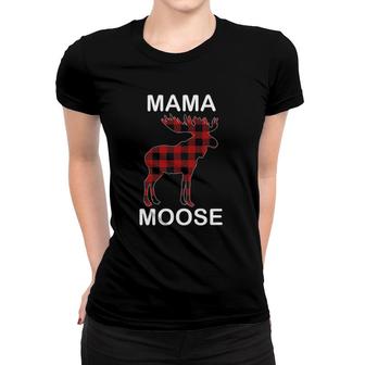 Mama Moose Red Plaid Buffalo Matching Family Pajama Women T-shirt | Mazezy