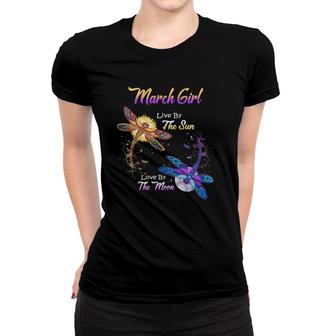 March Girl Lover Moon Dragonfly Funny Birthday Gift Women T-shirt | Mazezy