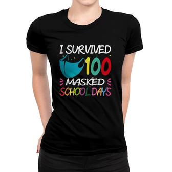 Masked 100 Days Of School Teacher Student Gift Women T-shirt | Mazezy