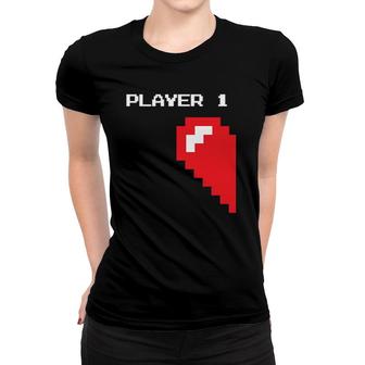 Matching Gamer Couple Valentine's Gift Player 1 Player 2 Gaming Women T-shirt | Mazezy