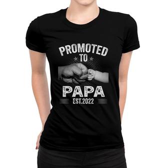 Mens Funny Promoted To Papa Est2022 Retro New Papa Women T-shirt | Mazezy
