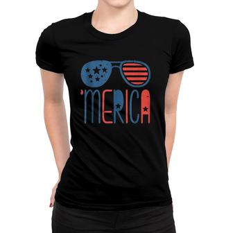 Merica American Flag Aviators Toddler4th July Women T-shirt | Mazezy