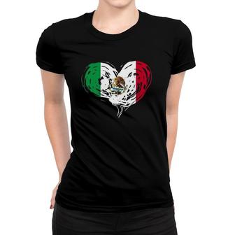 Mexican Flag Love Valentines Day Heart Mexico Women T-shirt | Mazezy
