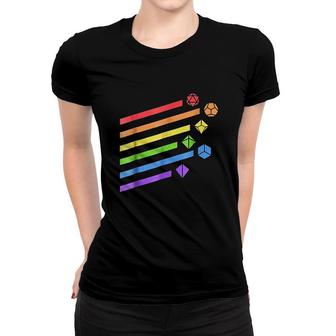 Minimalist Polyhedral Dice Set Colors Women T-shirt | Mazezy