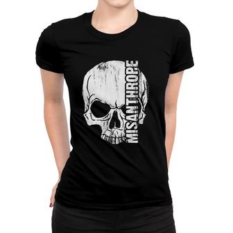 Misanthropic Skull Vintage Antisocial Women T-shirt | Mazezy