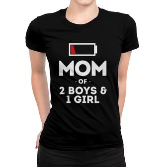 Mom Of 2 Boys 1 Girl Clothing Gift Mother Wife Funny Women Women T-shirt | Mazezy