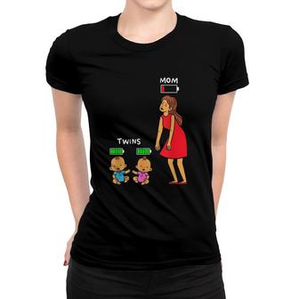Mom Of Twins Tired Low Energy Mama Battery Charge Costume Women T-shirt | Mazezy