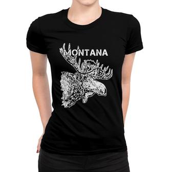 Montana And Moose Head And Antlers Women T-shirt | Mazezy