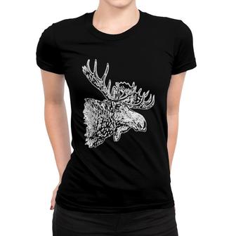 Moose Head And Antlers Women T-shirt | Mazezy