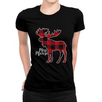 Mrs Moose Red Plaid Buffalo Women T-shirt | Mazezy