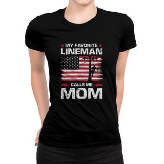 My Favorite Lineman Calls Me Mom Usa Flag Mother's Day Women T-shirt | Mazezy DE