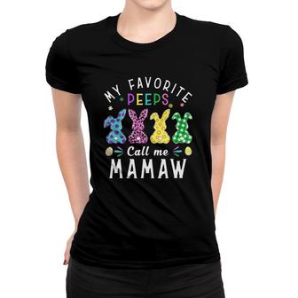 My Favorite Peeps Call Me Mamaw Easter Bunny Egg Leopard Women T-shirt | Mazezy