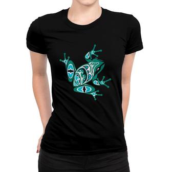 Native American Indian Style Art Frog Pacific Northwest Women T-shirt | Mazezy