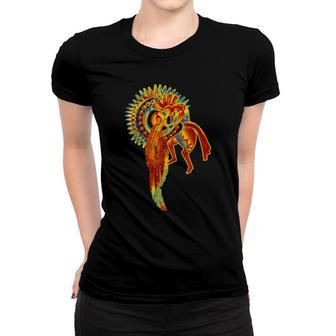 Native American Kokopelli Sun Feathers Song 3 Fan Fun Women T-shirt | Mazezy