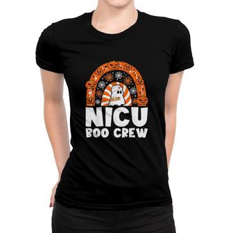 Nicu Boo Crew Nurse Halloween Ghost Pumpkin Rainbow Unisex Women T-shirt | Mazezy