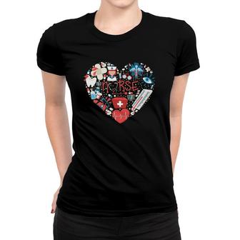 Nurse Love Nursing Student Rn Nurse Heart Cna Women Men Gift Women T-shirt | Mazezy