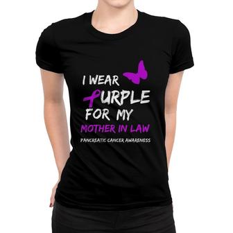 Pancreatic Cancer I Wear Purple For My Mother In Law Ribbon Women T-shirt | Mazezy