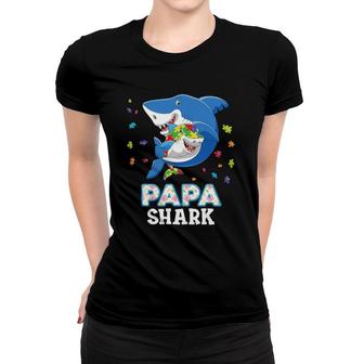 Papa Shark Autism Awareness Rainbow Puzzle Matching Do Women T-shirt | Mazezy