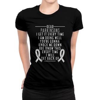 Parkinsons Disease Awareness Will Get Back Up Silver Ribbon Women T-shirt - Thegiftio
