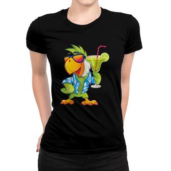 Parrots Drinking Margarita Hawaiian Birds Funny Family Cute Women T-shirt | Mazezy UK