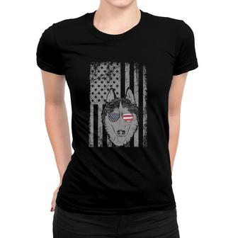Patriotic American Flag Husky Men Lover Gift Women T-shirt | Mazezy