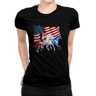 Patriotic Us Flag 4Th Of July Horse Lovers Women T-shirt | Mazezy
