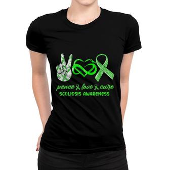 Peace Love Cure Scoliosis Awareness Women T-shirt | Mazezy
