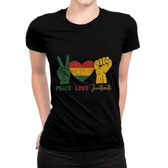 Peace Love Juneteenth With African Flag Heart And Fist Women T-shirt - Thegiftio UK