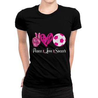 Peace Love Soccer In October We Wear Pink Women T-shirt | Mazezy