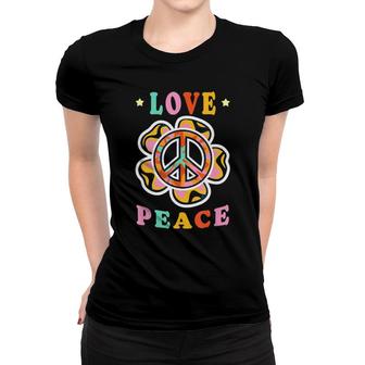 Peace Sign Flower Love Peace Hippie Costume 60S 70S Tee Women T-shirt | Mazezy