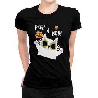 Peek A Boo Cat Funny Cute Halloween Baby Kids Video Song Women T-shirt | Mazezy