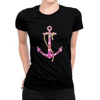 Pink Anchor White Polka Dots Tee Women T-shirt | Mazezy