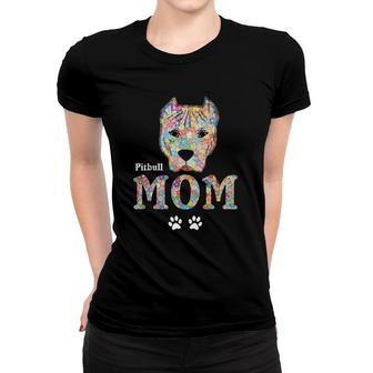 Pitbull Mom Gifts Dog Pit-Bull Mother Flowers Rose Pets Women T-shirt | Mazezy