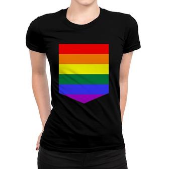 Pocket Pride Rainbow Flag Lgbt Pride Month Women T-shirt | Mazezy