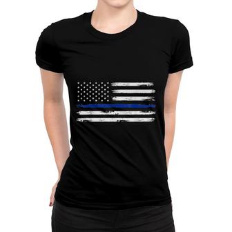 Police Officer Us Usa American Flag Thin Blue Line Women T-shirt | Mazezy