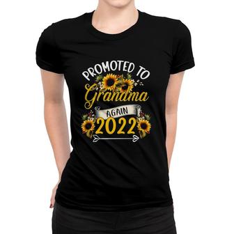 Promoted To Grandma Again 2022 Sunflower Pregnancy Family Women T-shirt | Mazezy