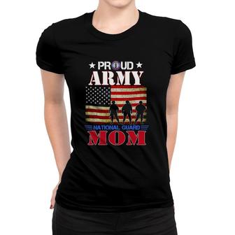 Proud Army National Guard Mom Us Flag Gift Patriot Day Women T-shirt | Mazezy