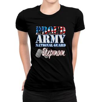 Proud Army National Guard Stepmom Dog Tag Flag Women Women T-shirt | Mazezy